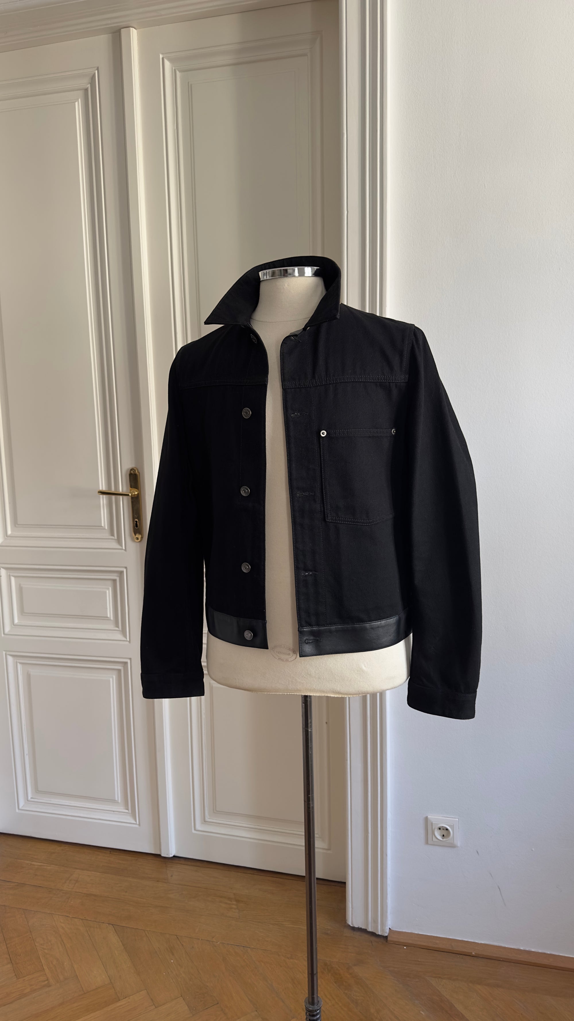 Berluti by Haider Ackermann Black Sample Denim Leather Jacket