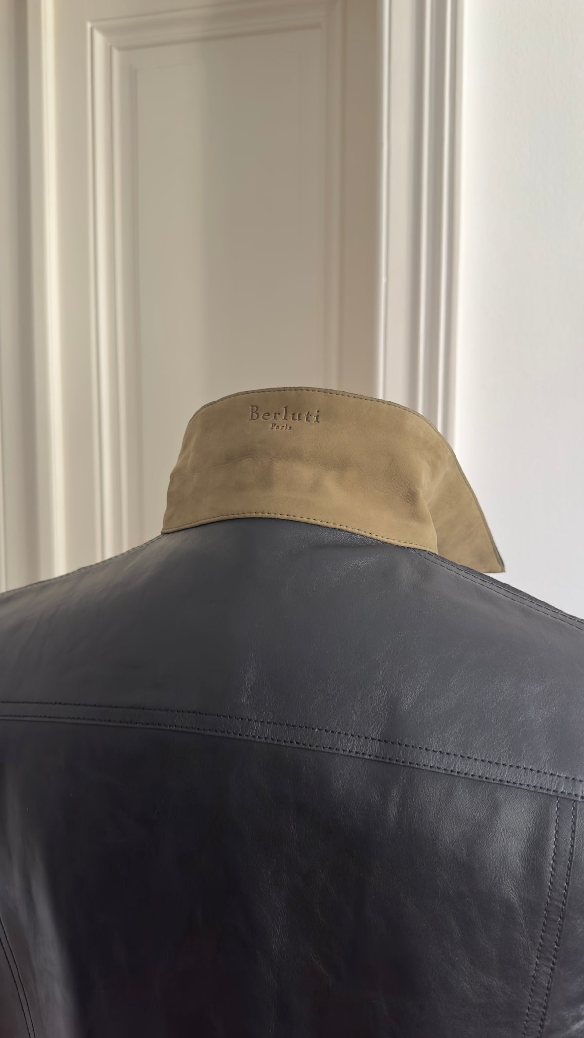 Berluti by Haider Ackermann Black Sample Denim Leather Jacket