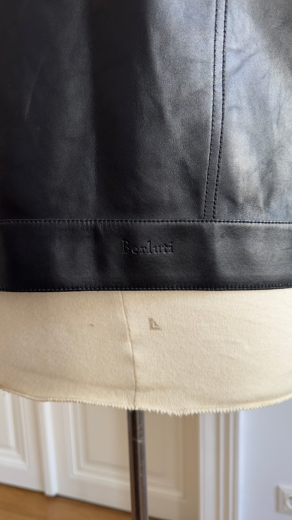 Berluti by Haider Ackermann Black Sample Denim Leather Jacket