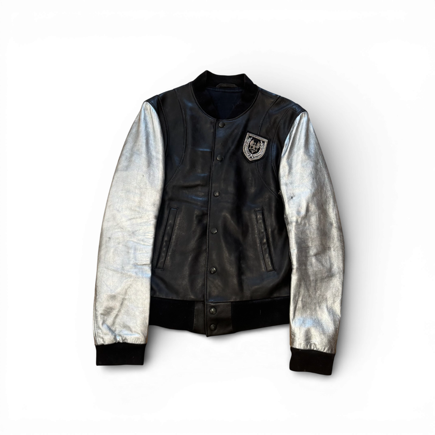 Balmain SS11 by Christophe Decarnin Silver Sleeve Teddy Jacket