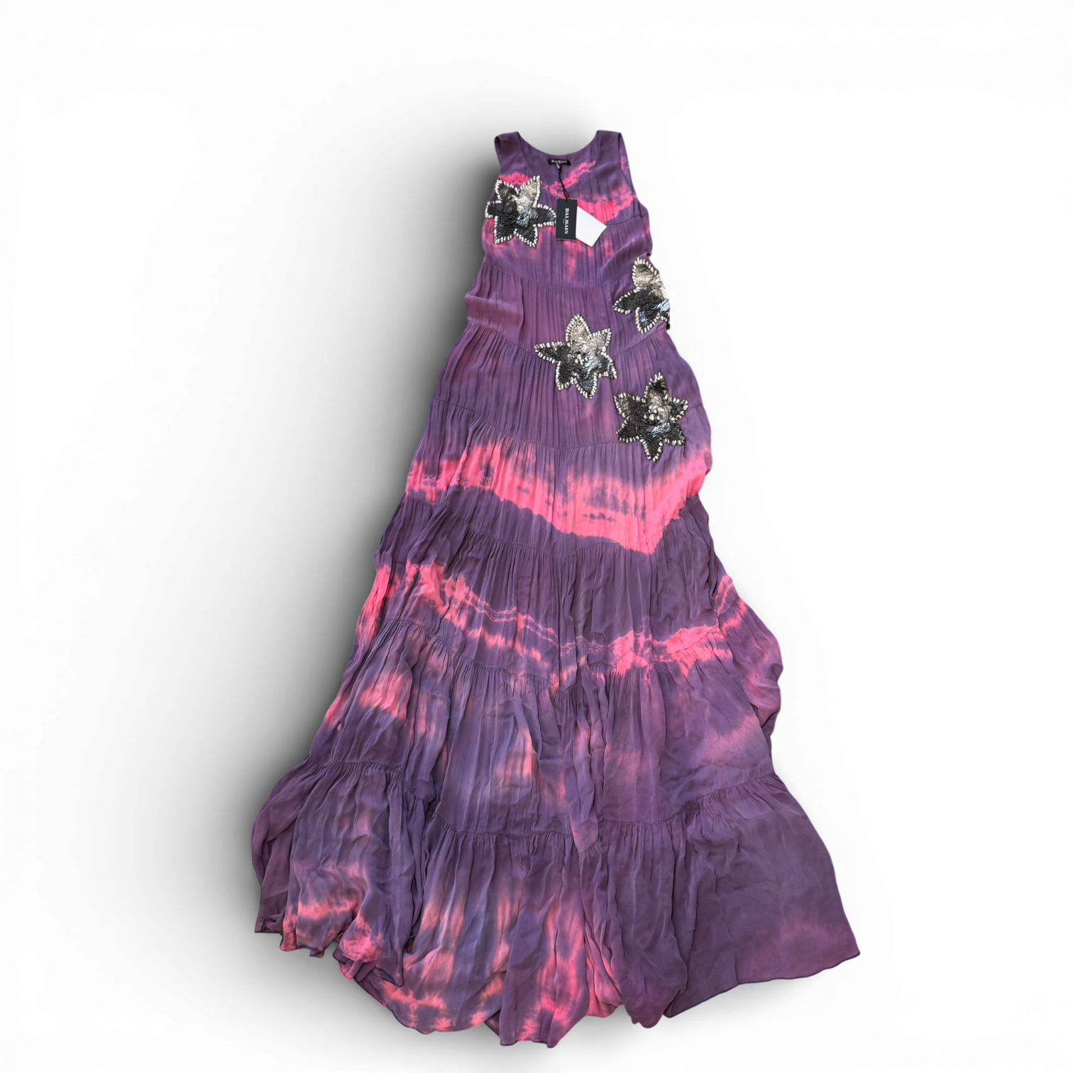 Balmain SS08 by Christophe Decarnin Metal Star Applique Bleached Long Dress