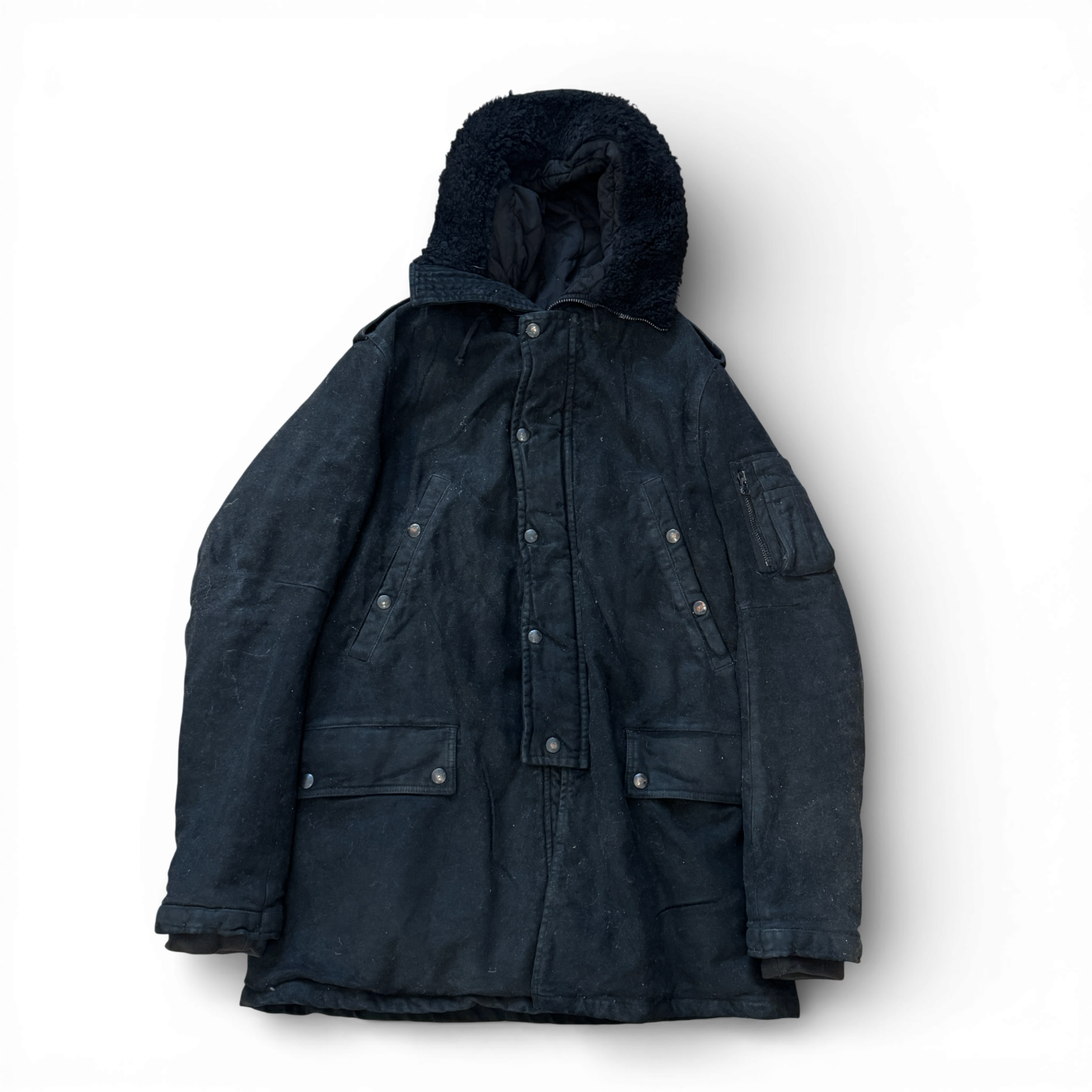 Balmain AW10 by Christophe Decarnin Black Waxed Denim N3B Military Parka