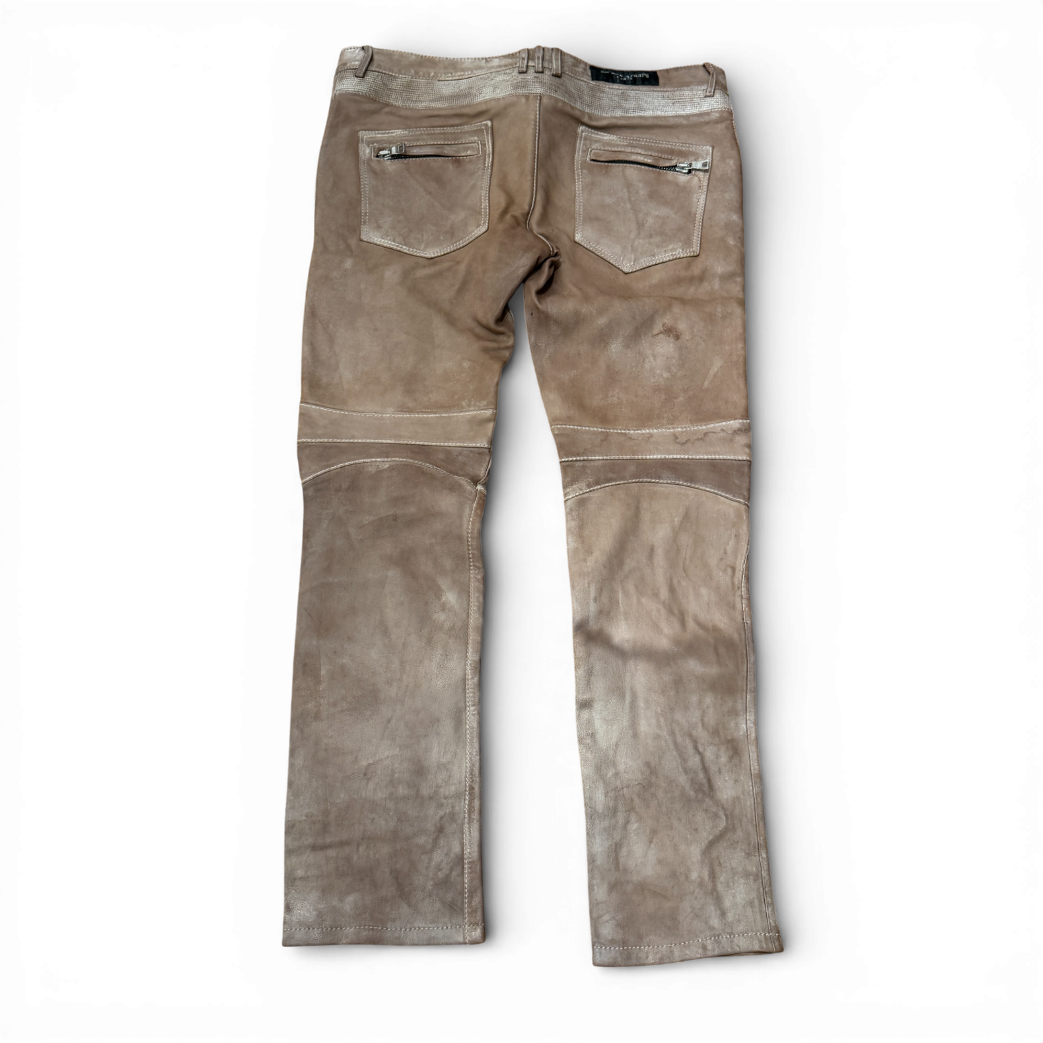 Balmain SS13 Cream Leather Biker Pants