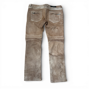 Balmain SS13 Cream Leather Biker Pants