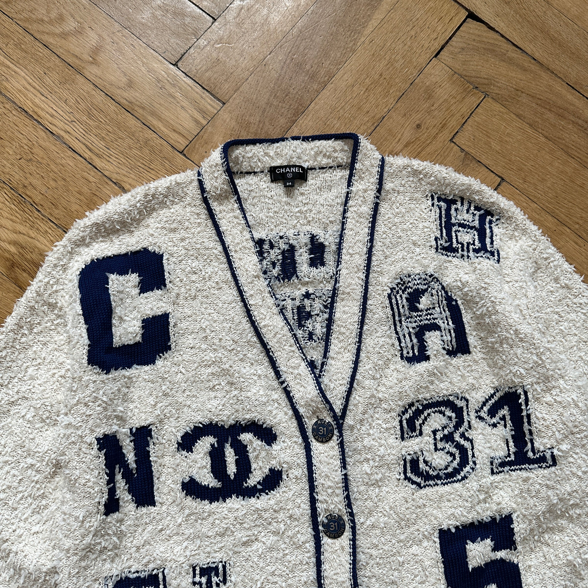 Chanel Pre SS19 Boucle Varsity Oversized Cardigan