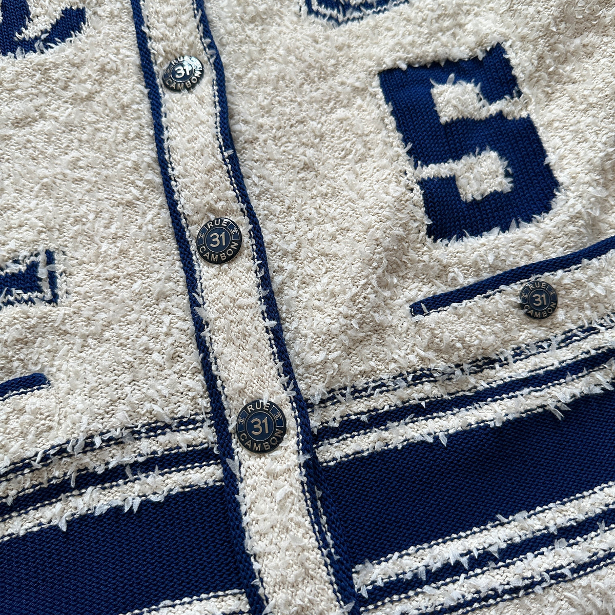 Chanel Pre SS19 Boucle Varsity Oversized Cardigan
