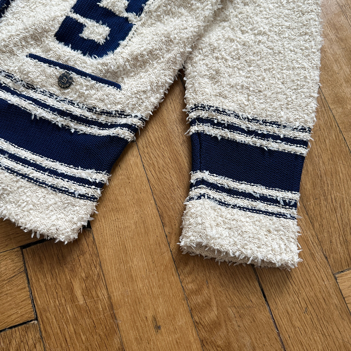 Chanel Pre SS19 Boucle Varsity Oversized Cardigan