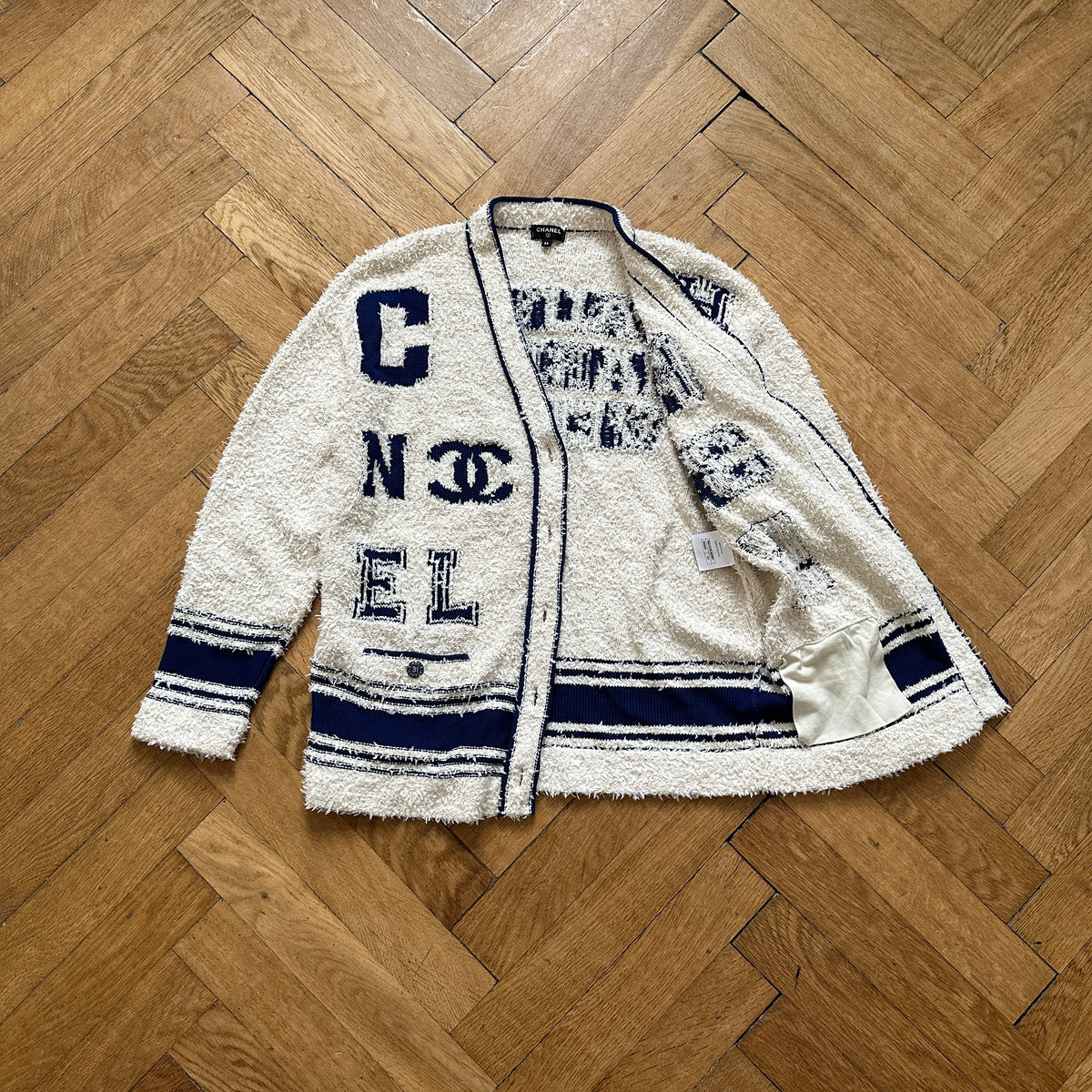 Chanel Pre SS19 Boucle Varsity Oversized Cardigan