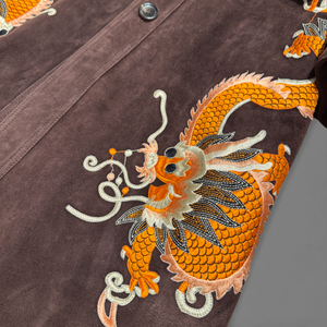 Gucci AW17 Dragon Embroidered Goat Suede Trench Coat