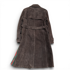 Gucci AW17 Dragon Embroidered Goat Suede Trench Coat