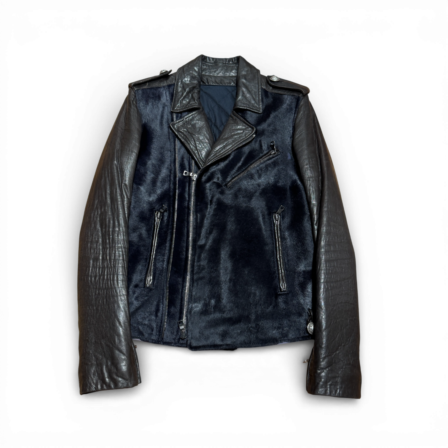 Balmain by Christophe Decarnin Calf Fur Leather Jacket