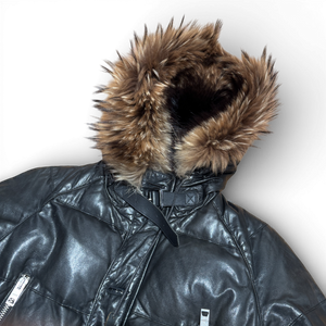 Burberry Prorsum by Christopher Bailey N3B Leather Belted Fur Hood Military Parka