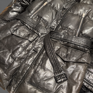 Burberry Prorsum by Christopher Bailey N3B Leather Belted Fur Hood Military Parka