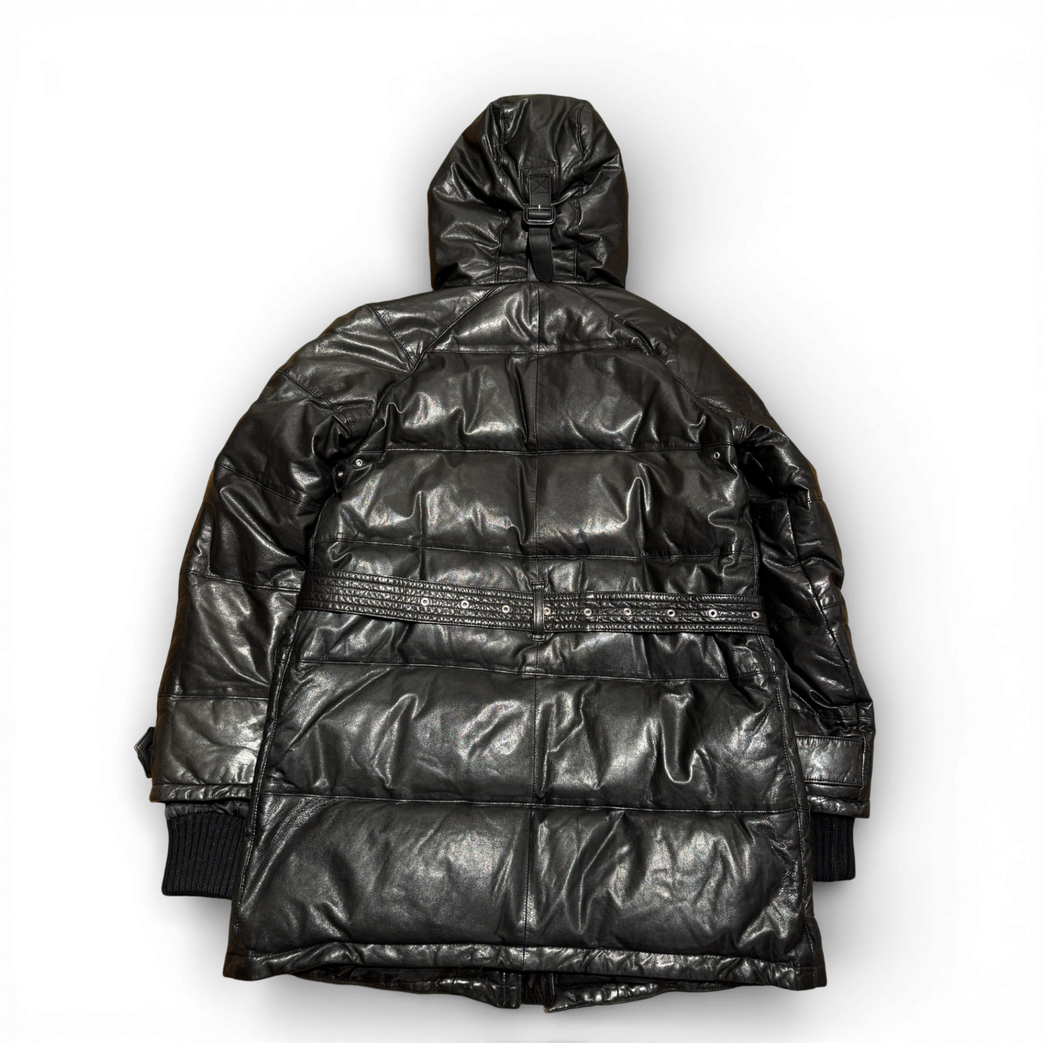 Burberry Prorsum by Christopher Bailey N3B Leather Belted Fur Hood Military Parka