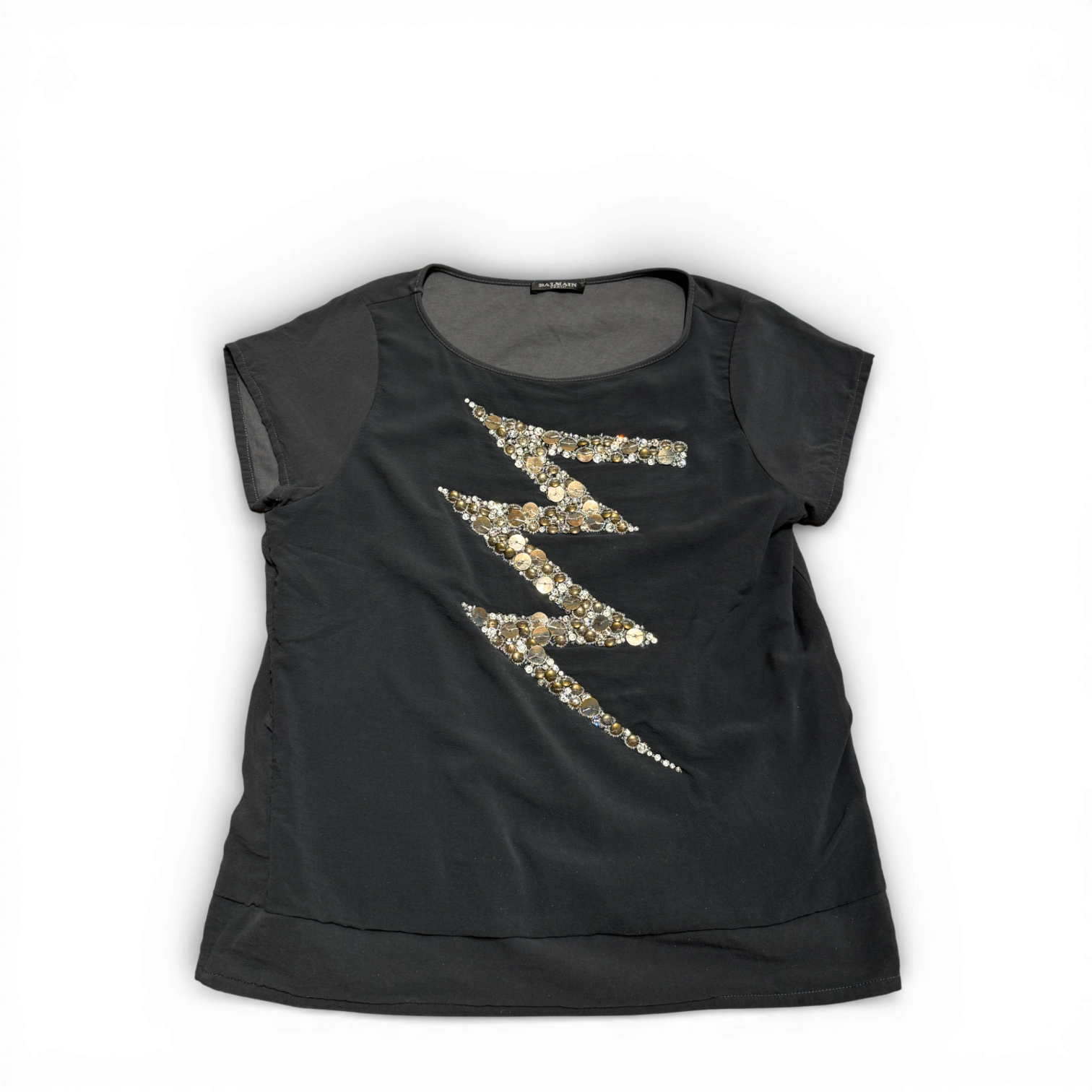 Balmain 2000s Christophe Decarnin Bolt Embellished Silk Blend Shirt