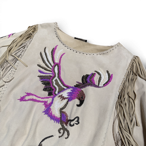 Balmain SS08 Runway by Christophe Decarnin Eagle Embellished Chain Fringed Goat Suede Dress