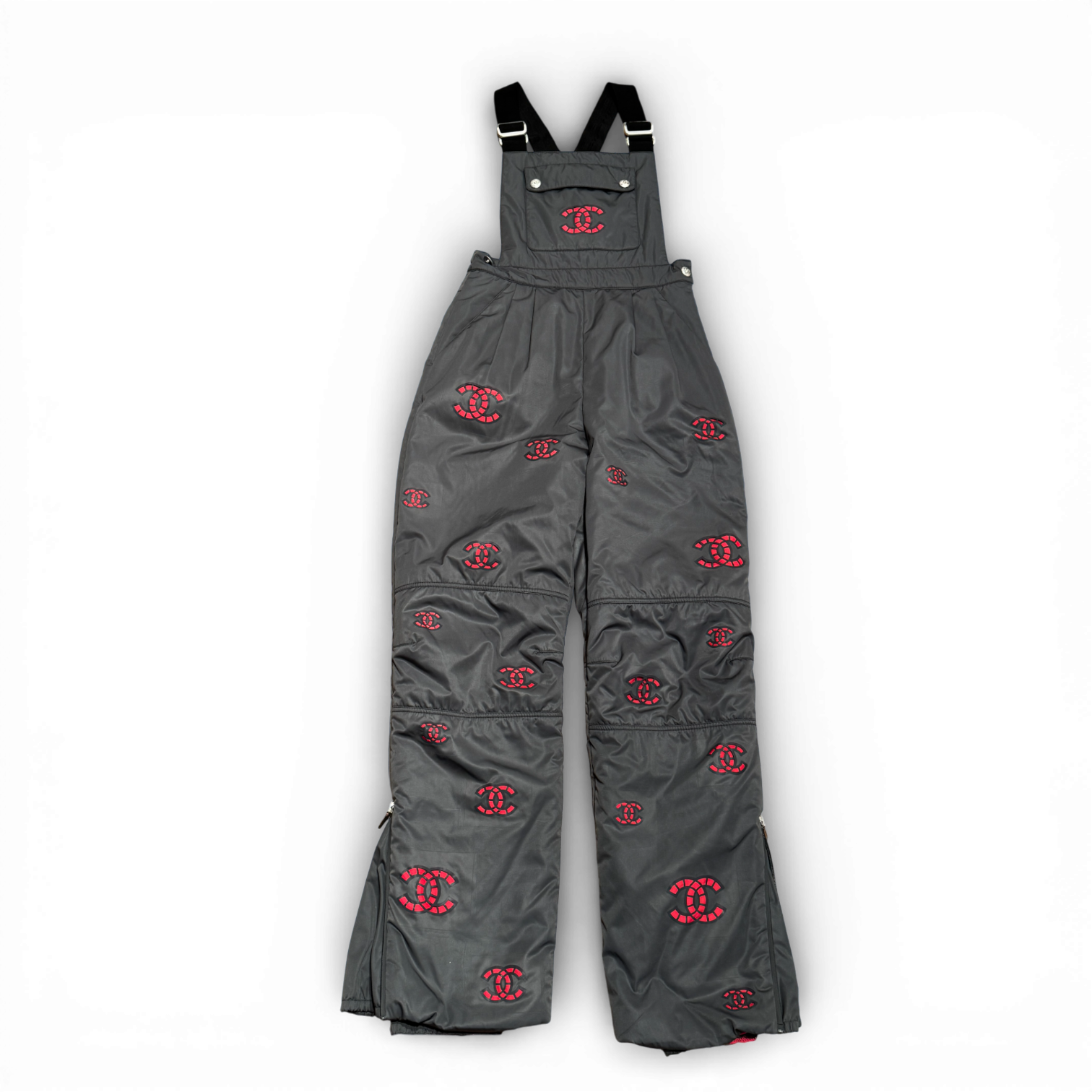 Chanel 2021 Coco Neige Laser Cut CC Logo Green Ski Down Overall Sample