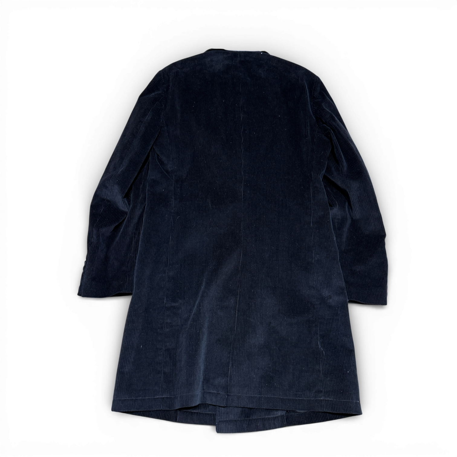 Helmut Lang 90s Leather Flap Collar Double Breasted Corduroy Coat 