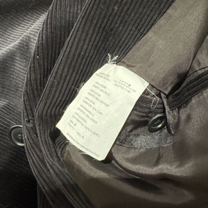 Helmut Lang 90s Leather Flap Collar Double Breasted Corduroy Coat