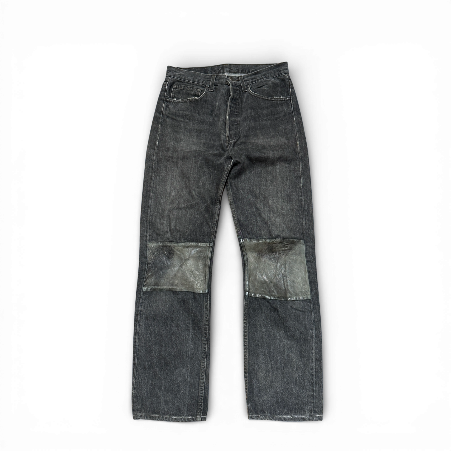Maison Martin Margiela SS02 Artisanal Reconstructed Leather Patch Grey Denim