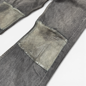 Maison Martin Margiela SS02 Artisanal Reconstructed Leather Patch Grey Denim