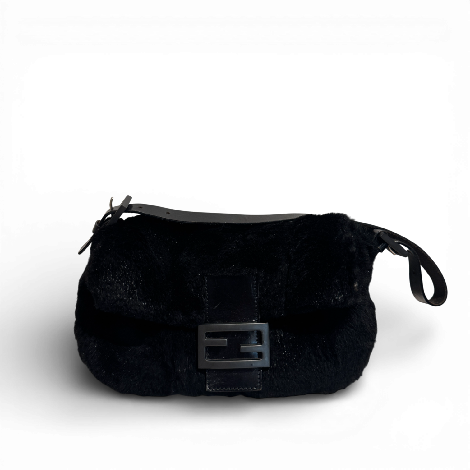 Fendi 2000s Black Fur Baguette Bag