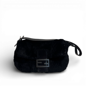 Fendi 2000s Black Fur Baguette Bag