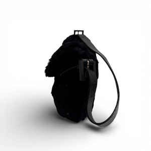 Fendi 2000s Black Fur Baguette Bag