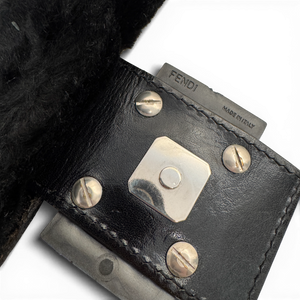 Fendi 2000s Black Fur Baguette Bag