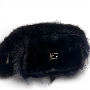 Fendi 2000s Black Long Fur Baguette Bag