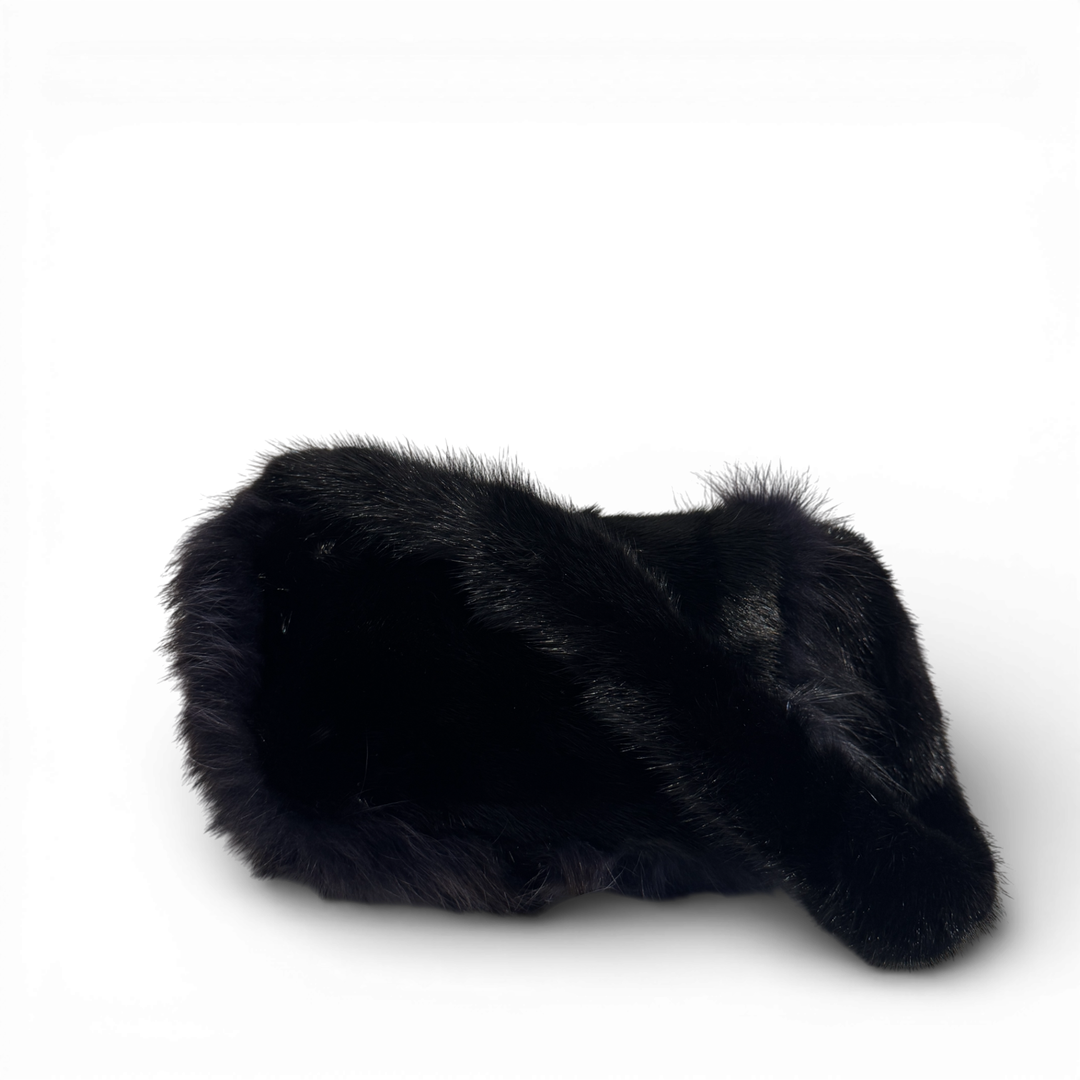 Fendi 2000s Black Long Fur Baguette Bag