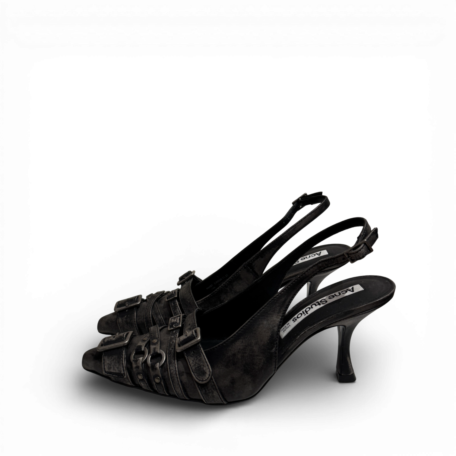 Acne Studios Distressed Belted Slingback Heels