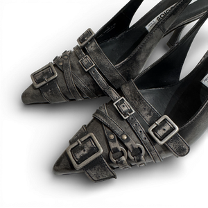 Acne Studios Distressed Belted Slingback Heels