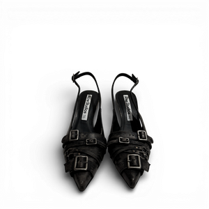 Acne Studios Distressed Belted Slingback Heels