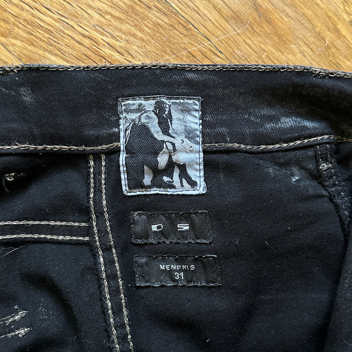 Rick Owens DRKSHDW FW15 Waxed Black Memphis Denim