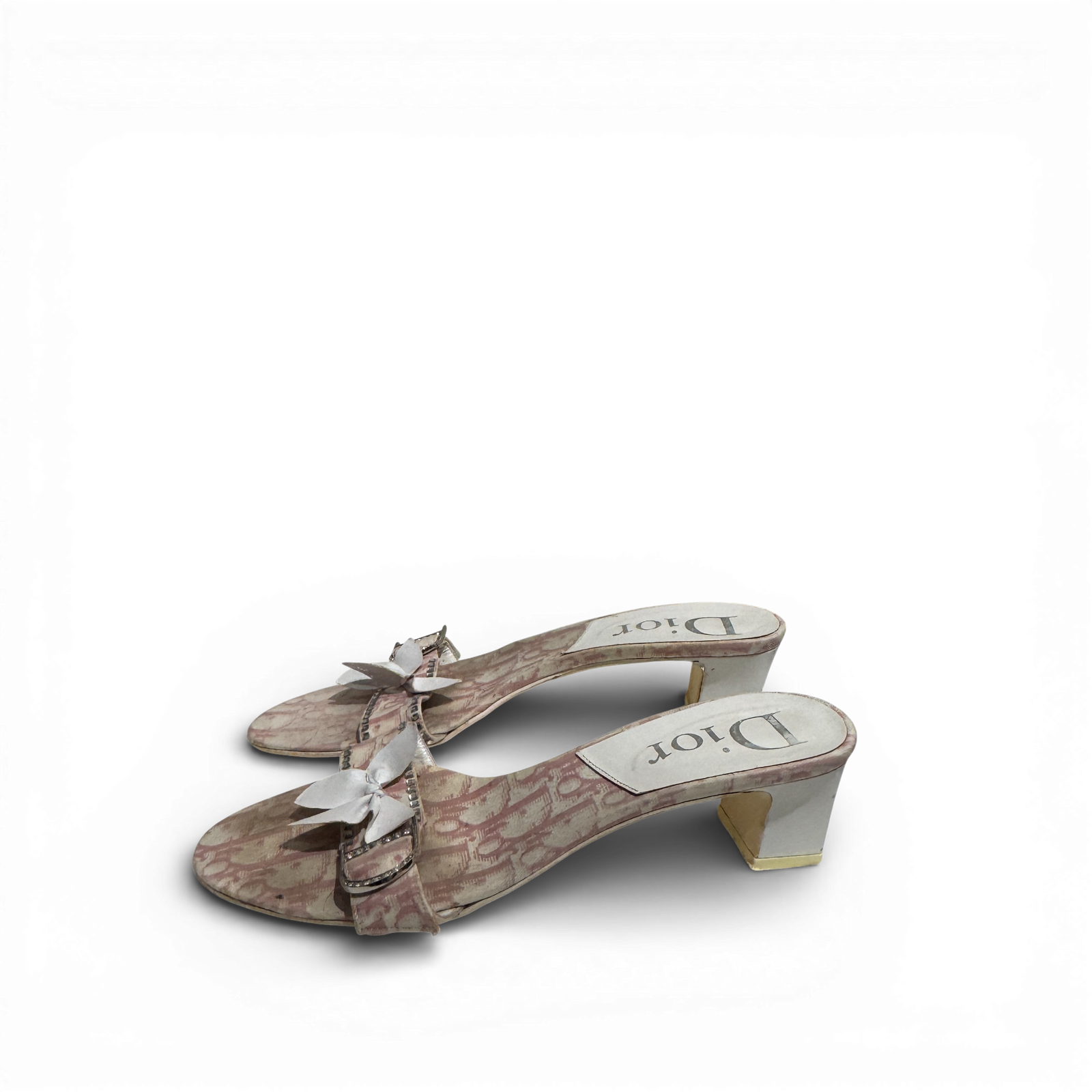 Christian Dior SS04 by John Galliano Diorissimo Floral Crystal Embellished Mules