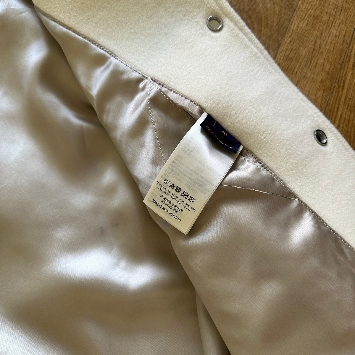 Louis Vuitton FW22 Cream Patched Bunny Varsity Jacket