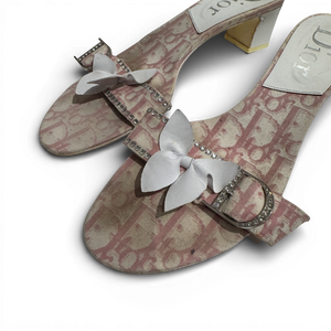 Christian Dior SS04 by John Galliano Diorissimo Floral Crystal Embellished Mules
