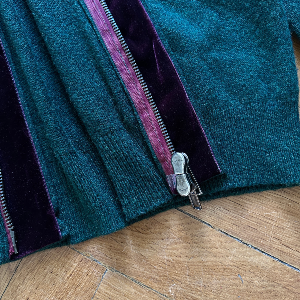 Haider Ackermann FW15 Cashmere Velvet Trim Zip Cardigan