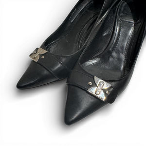 Christian Dior by John Galliano 2000s Metal Clasp Leather Heels