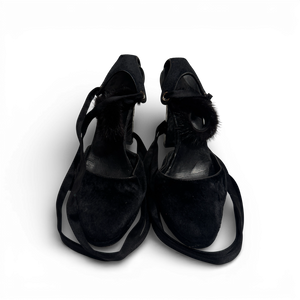 Gucci FW04 by Tom Ford Mink Fur Strap Python Leather Campaign Heels