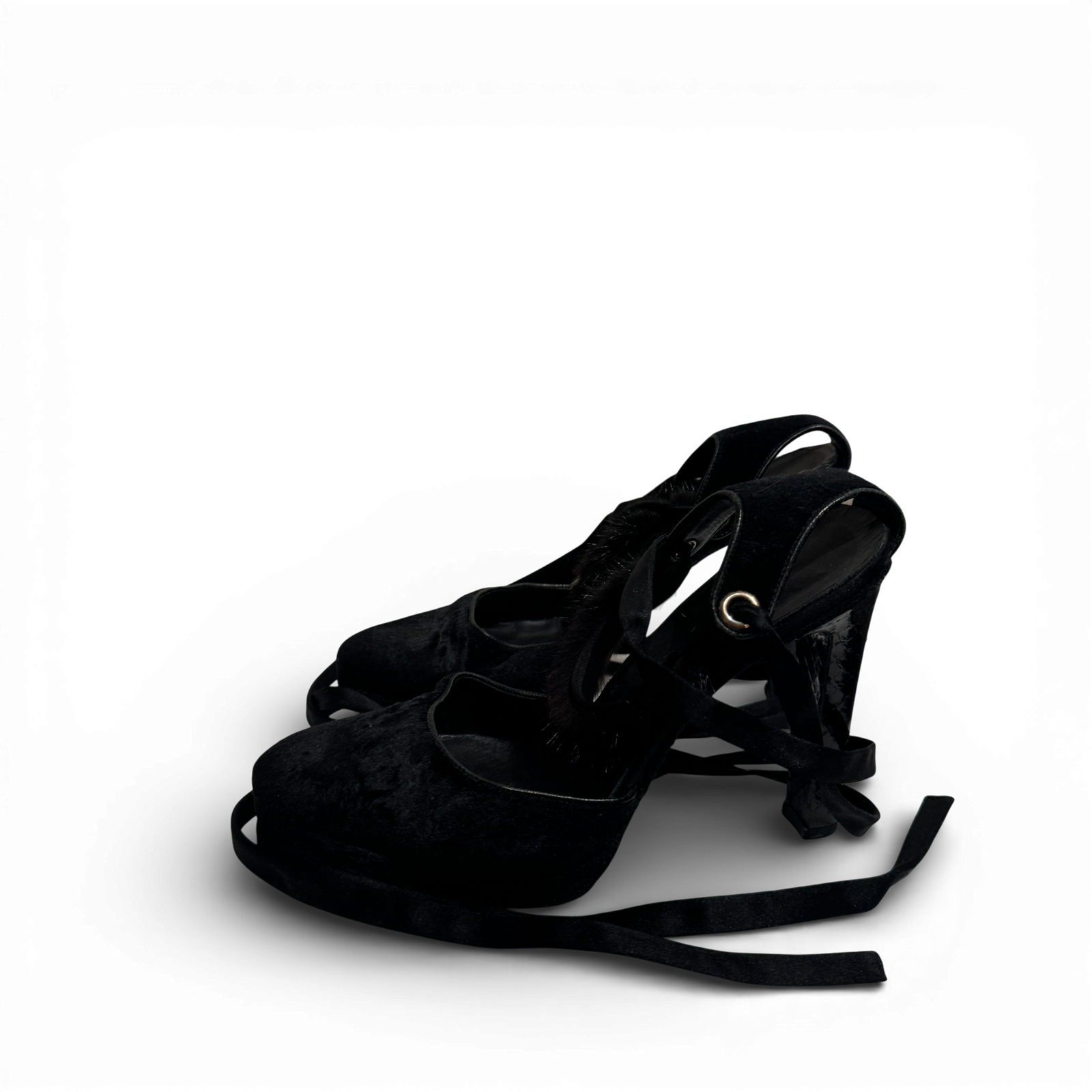 Gucci FW04 by Tom Ford Mink Fur Strap Python Leather Campaign Heels