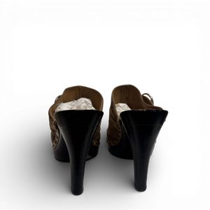 Christian Dior SS05 by John Galliano Suede Peace Logo Heeled Mules