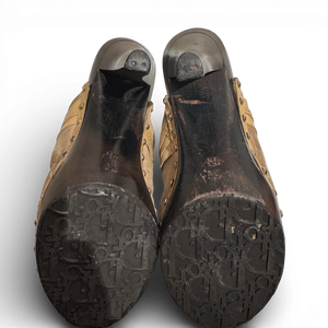 Christian Dior SS05 by John Galliano Suede Peace Logo Heeled Mules