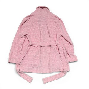 Chanel 2025 Cruise Pink Oversized Terry Cloth CC Logo Belted Shawl Cardigan Sample