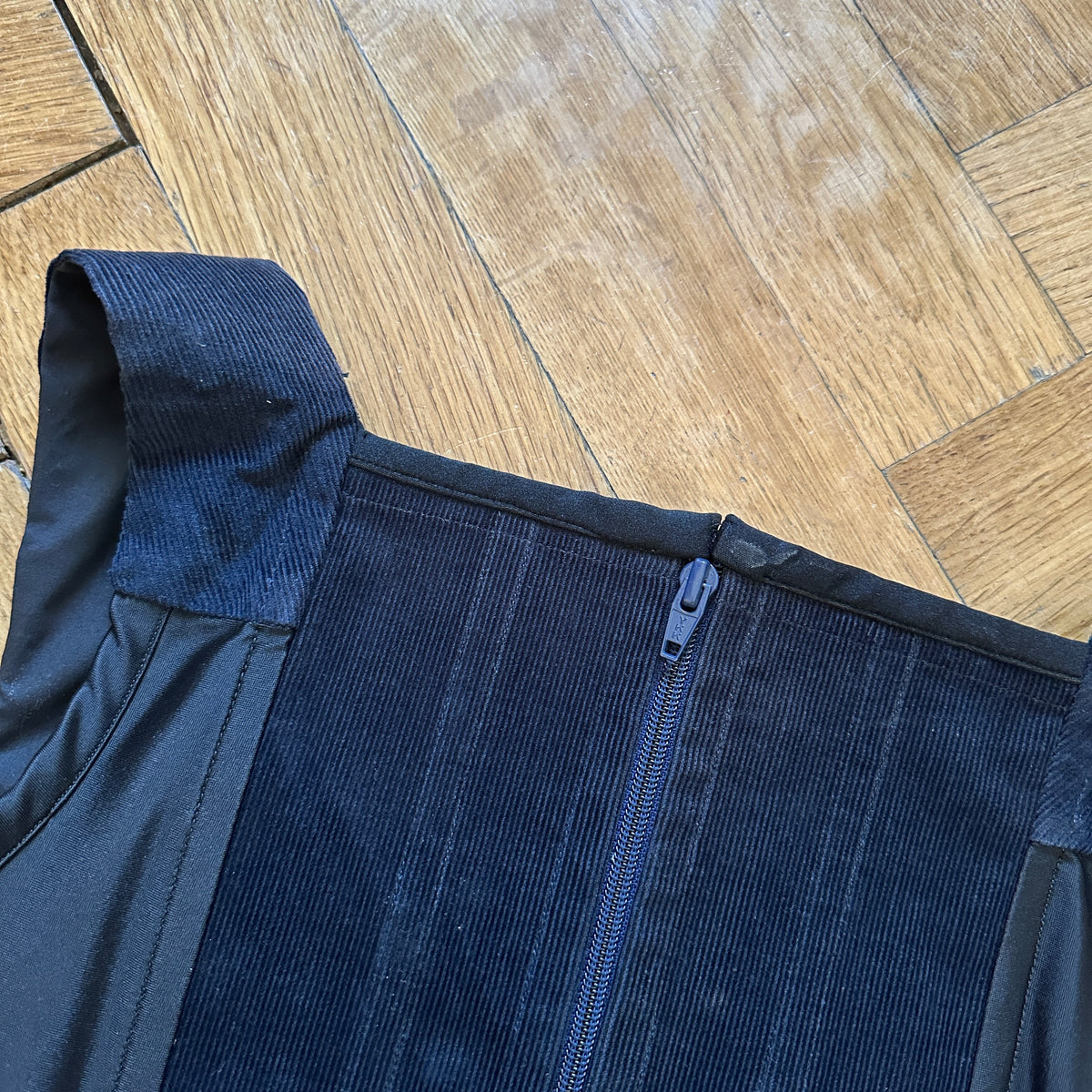 Vivienne Westwood 90s Black Corduroy Orb Corset Bustier