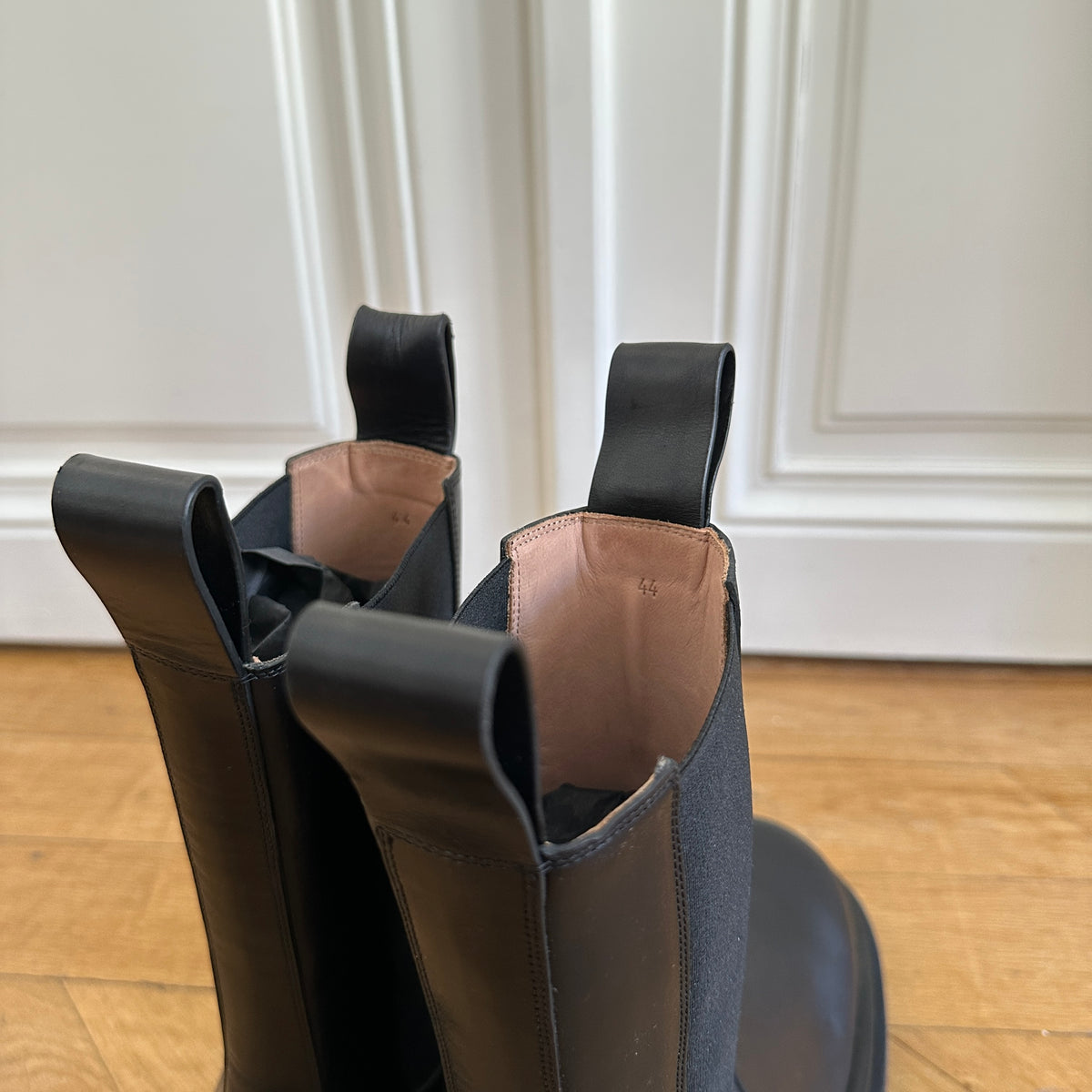 Bottega Veneta Black Leather Lug Boots