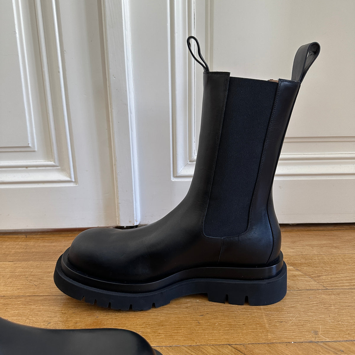 Bottega Veneta Black Leather Lug Boots