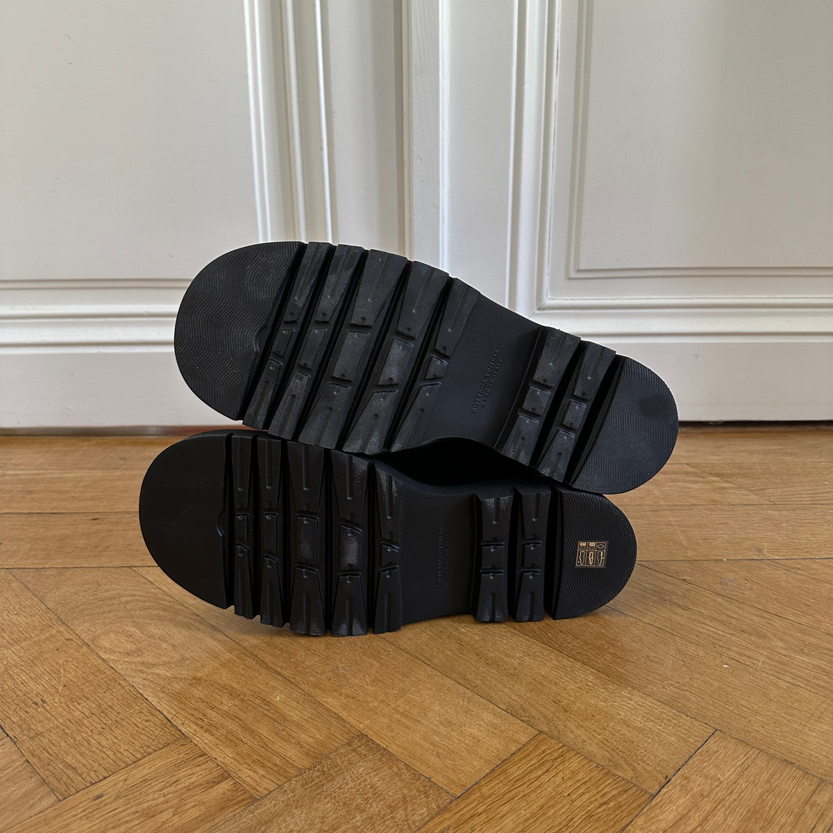 Bottega Veneta Black Leather Lug Boots