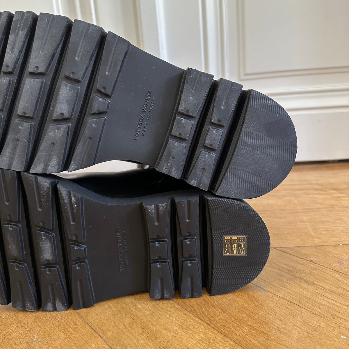 Bottega Veneta Black Leather Lug Boots